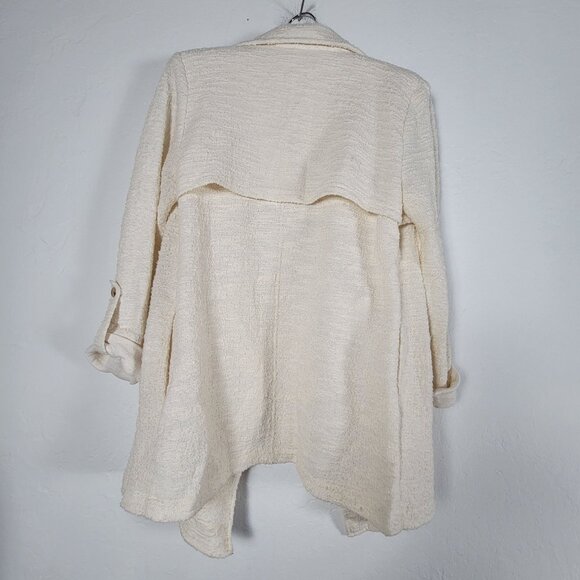 Dolan Left Coast Womens Textured Open Front Cardigan Jacket Small Beige Collared - Picture 2 of 8